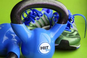 Kettle Weights, HIIT 5158 Logo and gym shoes